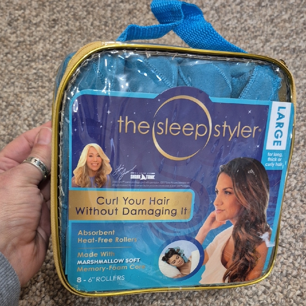 The Sleep Styler Blue Heat Free Hair Rollers - Large "As Seen On Shark Tank" NEW